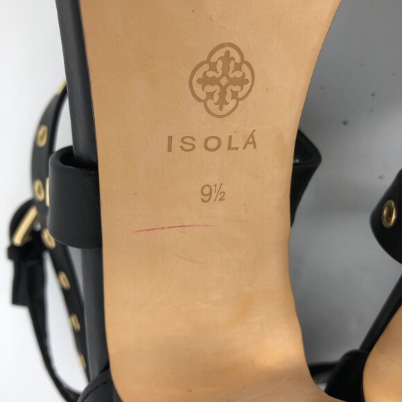 ISOLA Damar Black Sandal 3.5" Heels Grommets Womens Size 9.5 - Picture 7 of 11